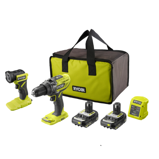 18V Cordless Combi Drill Starter Kit + LED Torch